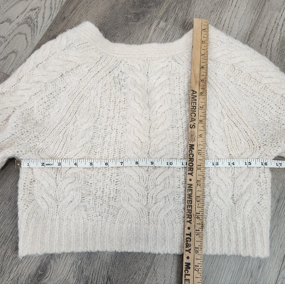 Aritzia Sunday Best Cream Alpaca Blend Cable Knit Cropped Cardigan Size XS - Picture 11 of 11